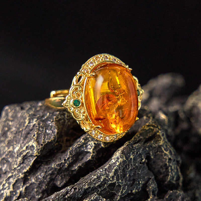 KarmaRipple's Amber Flower Pigeon Egg Pattern Focus Ring p2