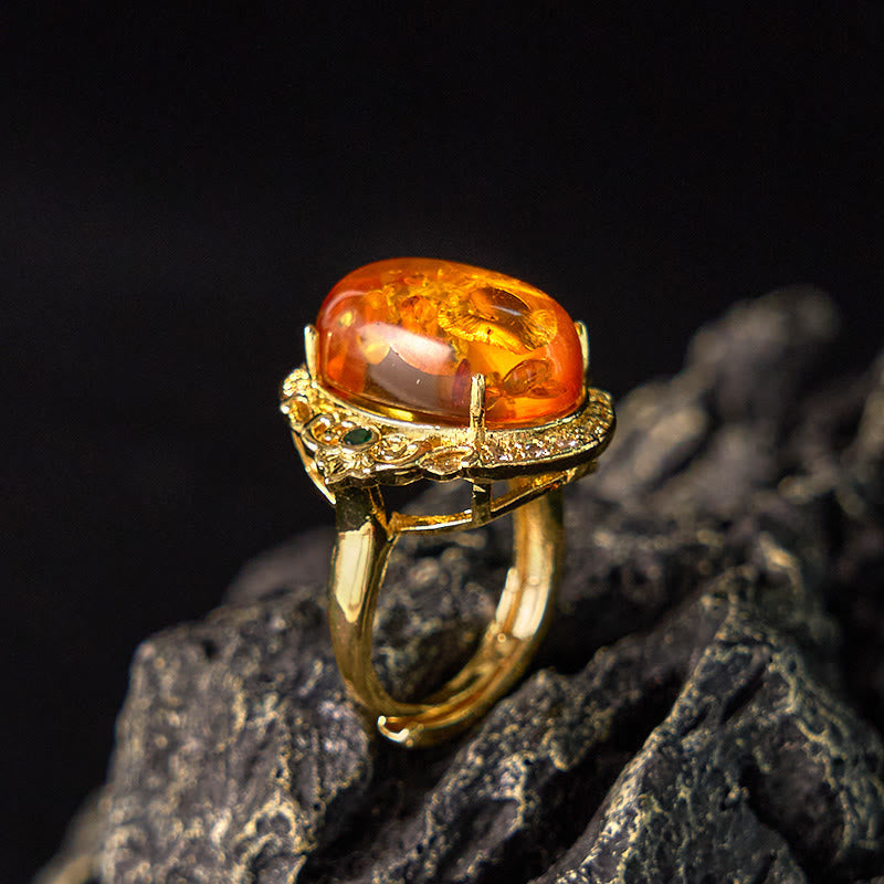 KarmaRipple's Amber Flower Pigeon Egg Pattern Focus Ring p3