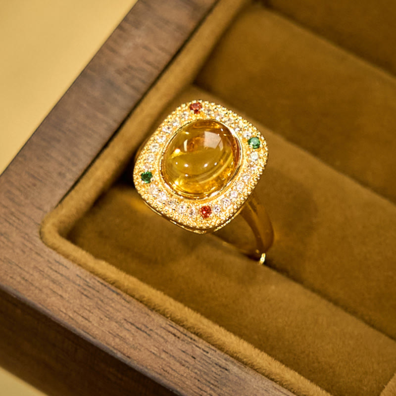 KarmaRipple's Authentic Amber Flower Square Support Full Diamond Confidence Ring p8