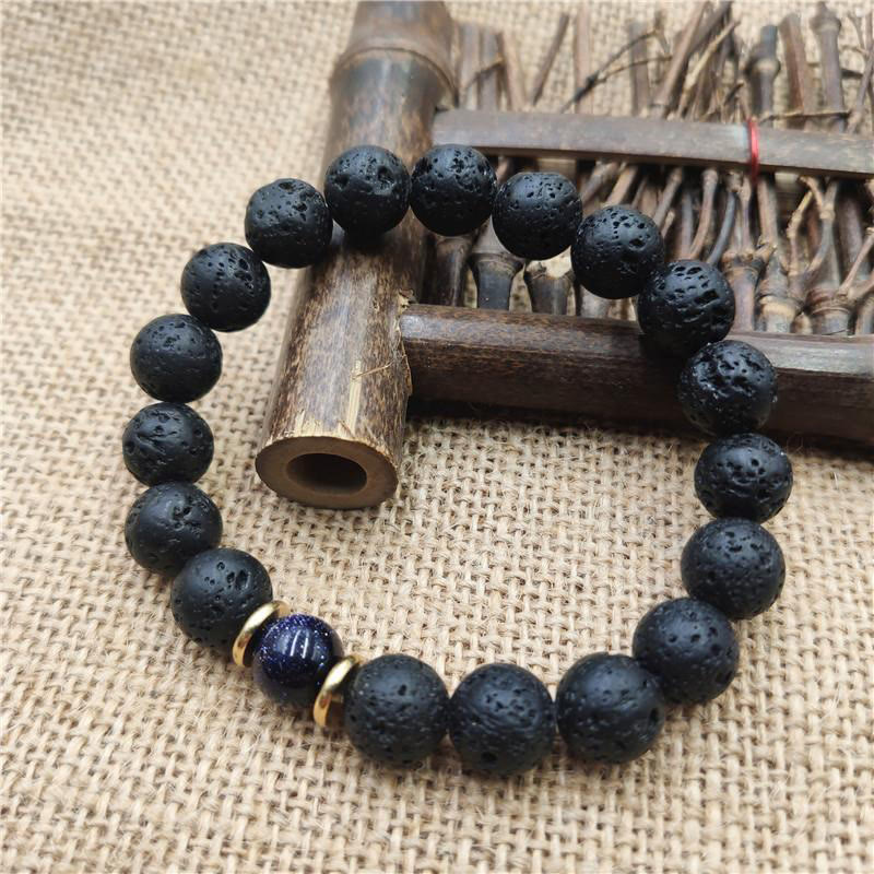 KarmaRipple's Lava Rock Goldstone Blue Sandstone Balancing Bracelet p18