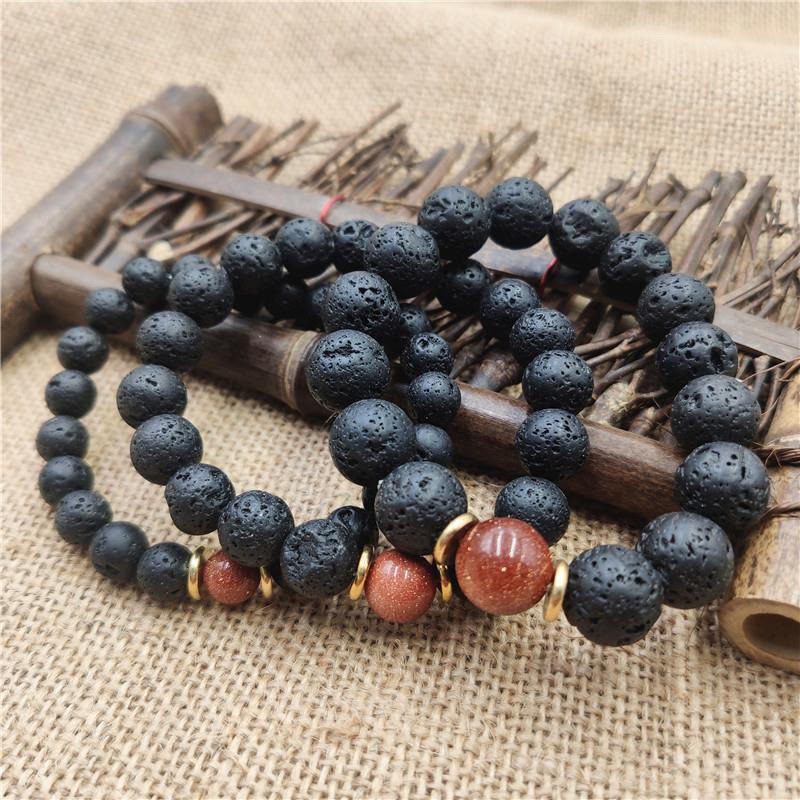 KarmaRipple's Lava Rock Goldstone Blue Sandstone Balancing Bracelet p12