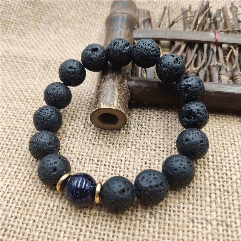 KarmaRipple's Lava Rock Goldstone Blue Sandstone Balancing Bracelet p3