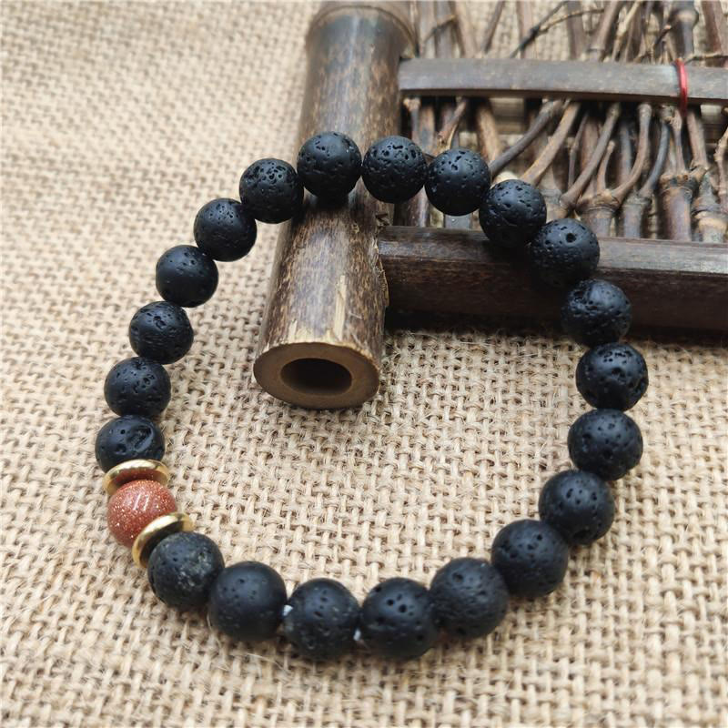 KarmaRipple's Lava Rock Goldstone Blue Sandstone Balancing Bracelet p20