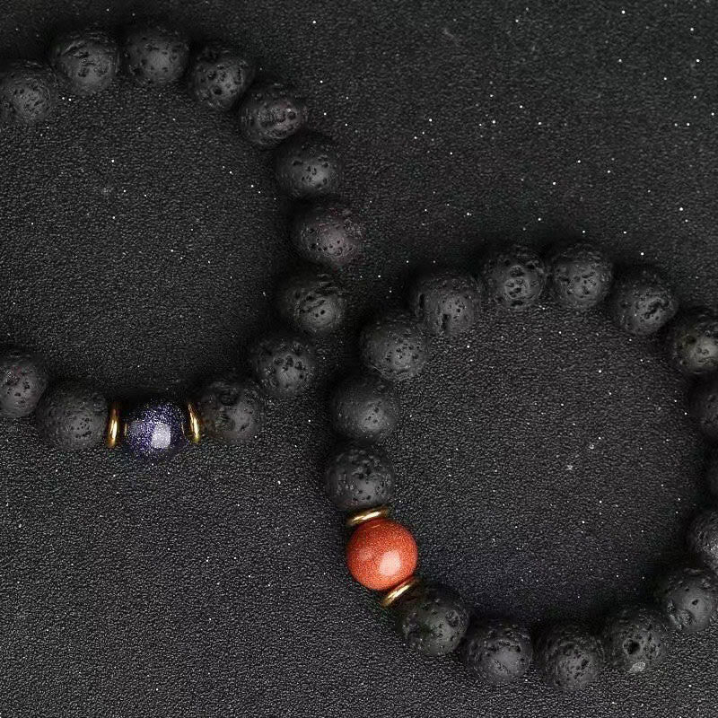 KarmaRipple's Lava Rock Goldstone Blue Sandstone Balancing Bracelet p13