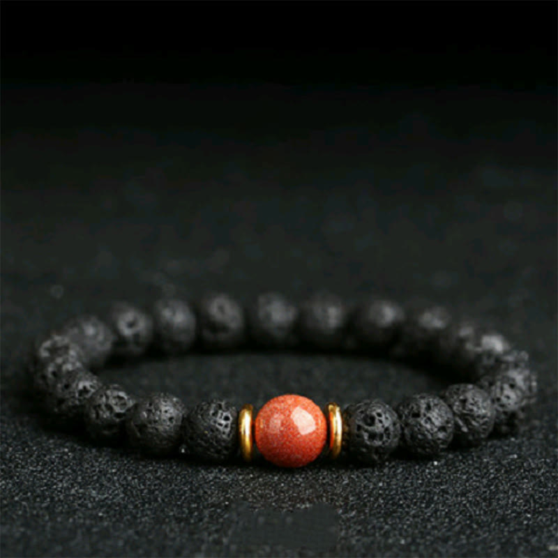 KarmaRipple's Lava Rock Goldstone Blue Sandstone Balancing Bracelet p10