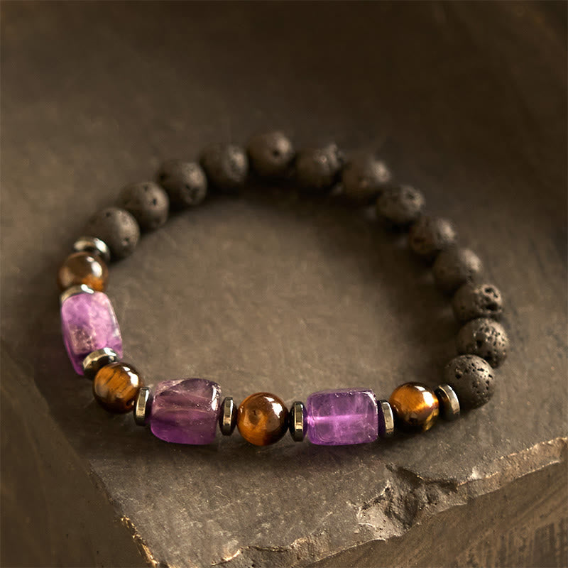 KarmaRipple's Various Crystals Lava Rock Calm Bracelet p1