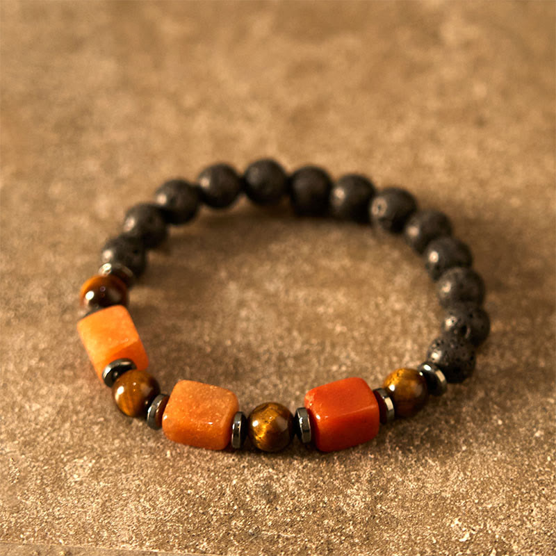 KarmaRipple's Various Crystals Lava Rock Calm Bracelet p49