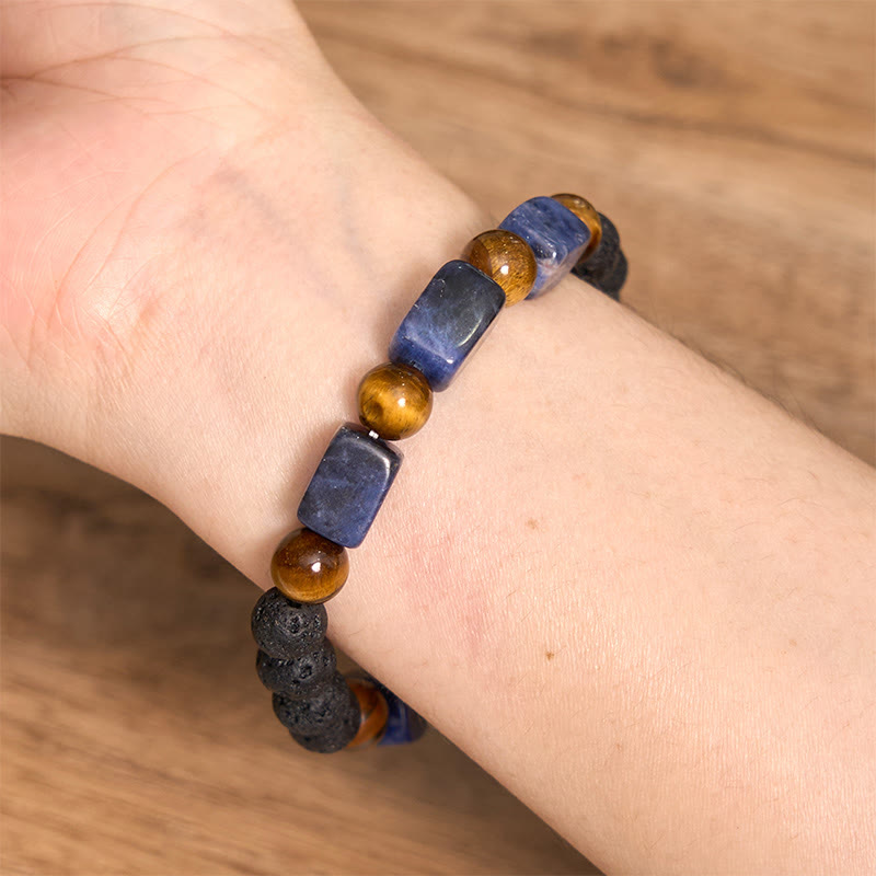 KarmaRipple's Various Crystals Lava Rock Calm Bracelet p42