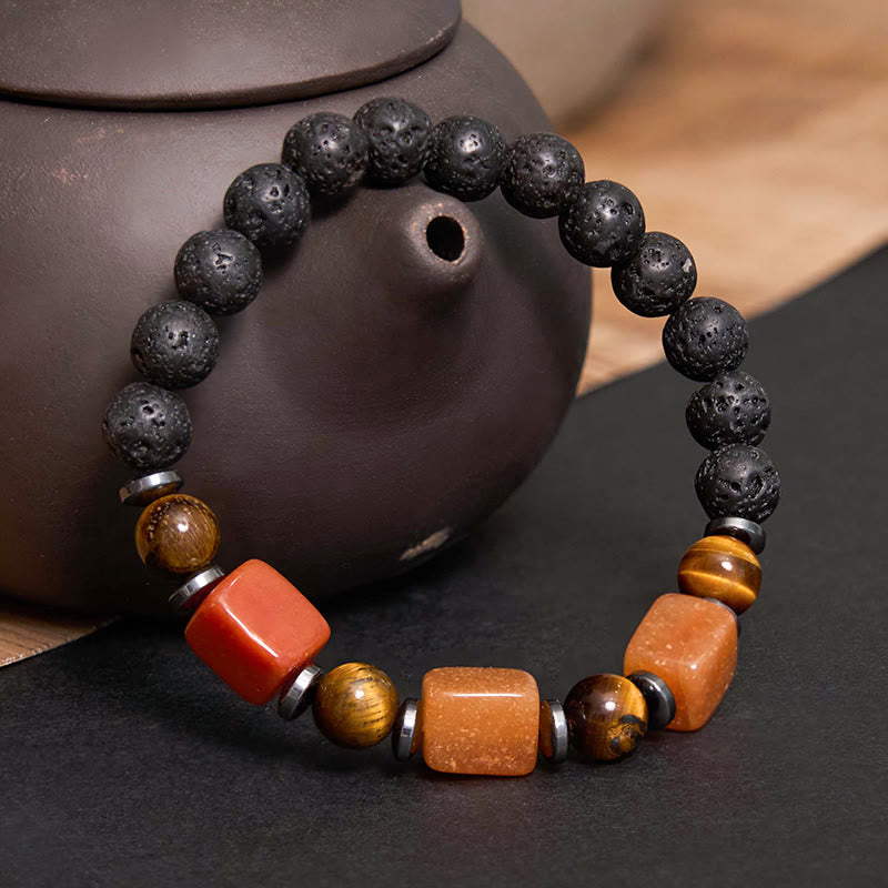 KarmaRipple's Various Crystals Lava Rock Calm Bracelet p47