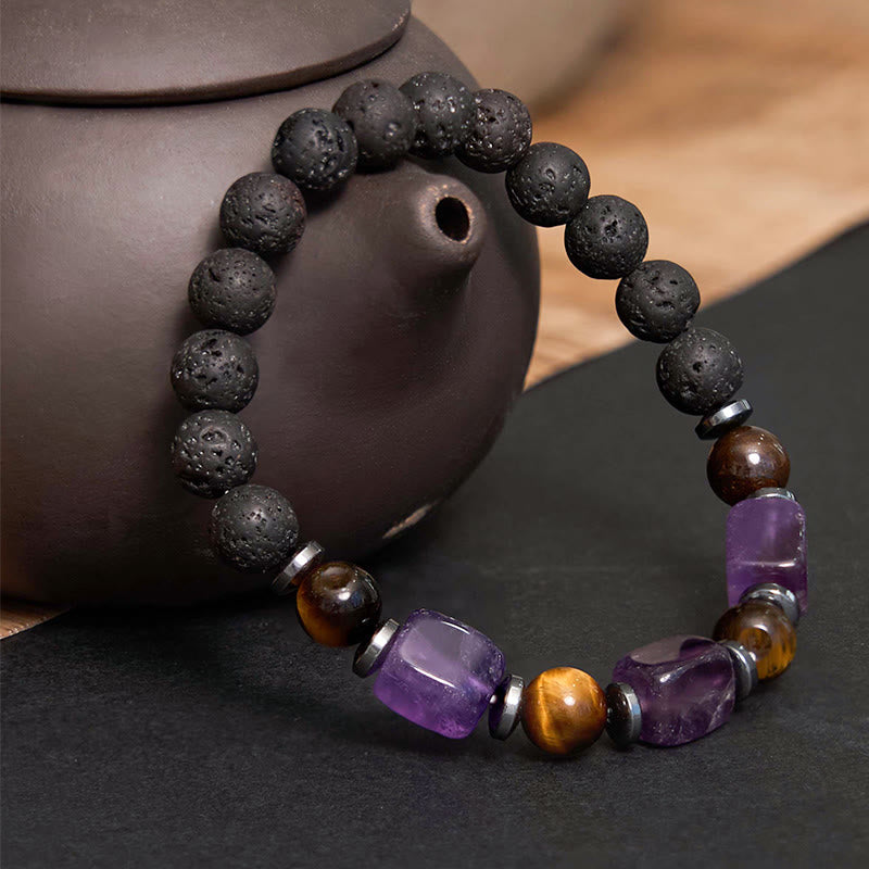 KarmaRipple's Various Crystals Lava Rock Calm Bracelet p7