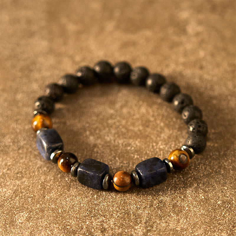 KarmaRipple's Various Crystals Lava Rock Calm Bracelet p41