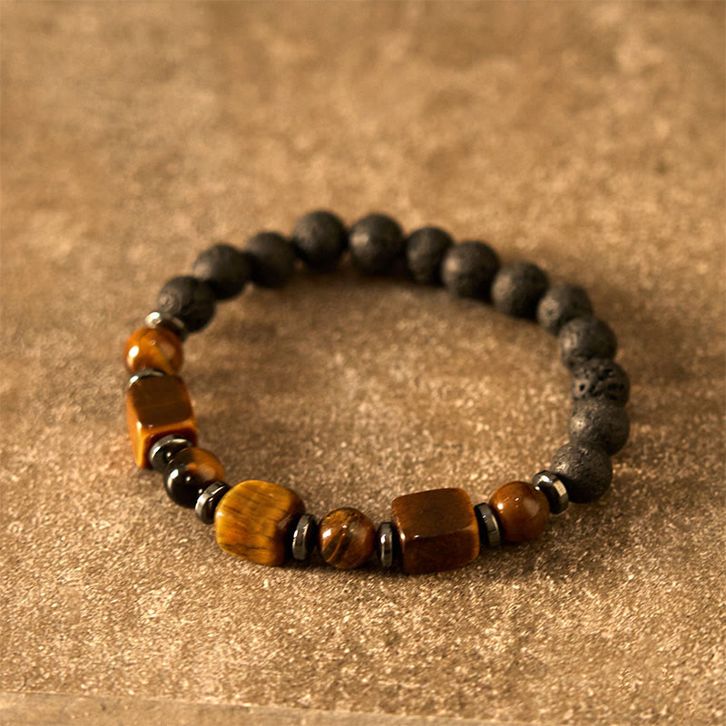 KarmaRipple's Various Crystals Lava Rock Calm Bracelet p16