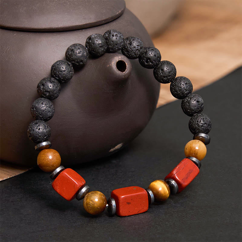 KarmaRipple's Various Crystals Lava Rock Calm Bracelet p32