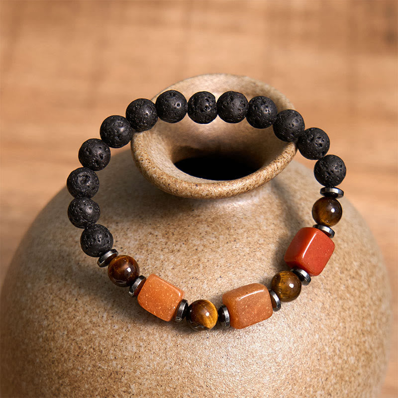 KarmaRipple's Various Crystals Lava Rock Calm Bracelet p48