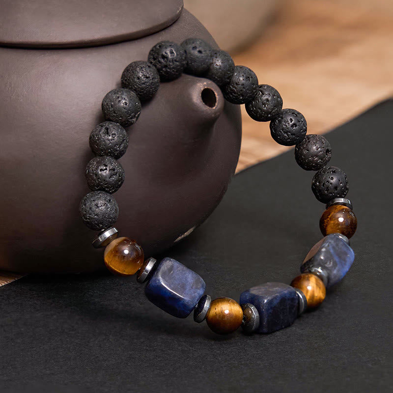 KarmaRipple's Various Crystals Lava Rock Calm Bracelet p39