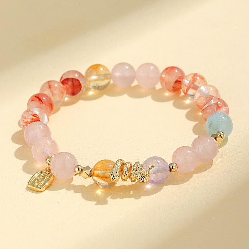 KarmaRipple's Various Gemstone Pink Gemstone Amethyst Year Of The Snake Fortunate Bracelet p19
