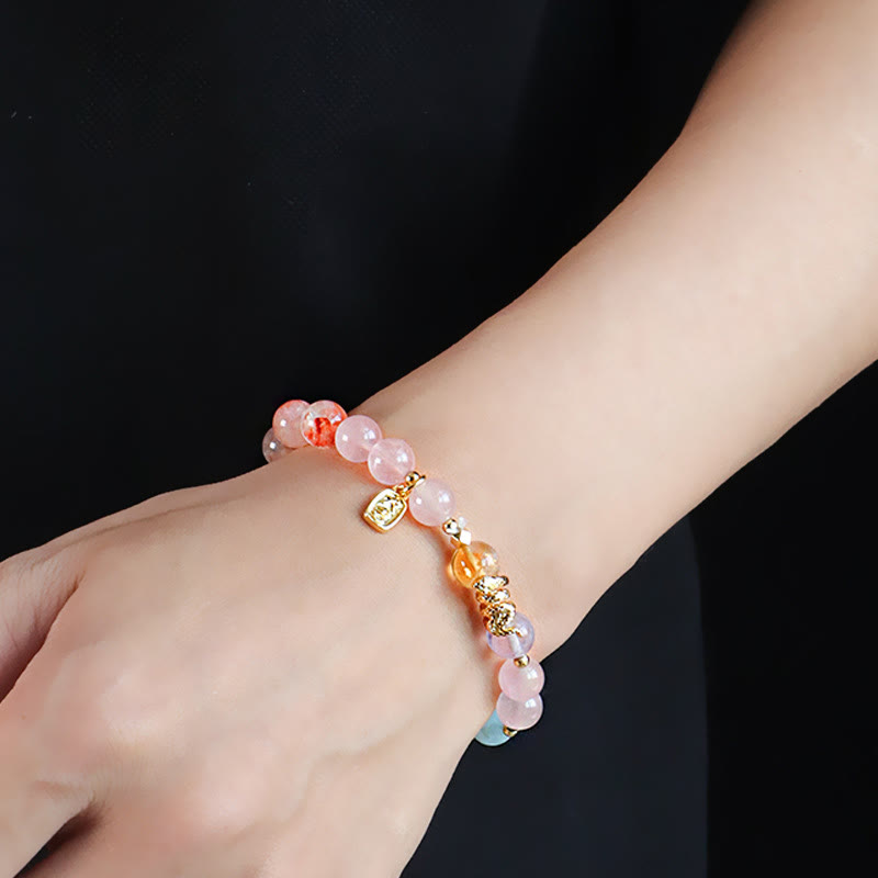 KarmaRipple's Various Gemstone Pink Gemstone Amethyst Year Of The Snake Fortunate Bracelet p13