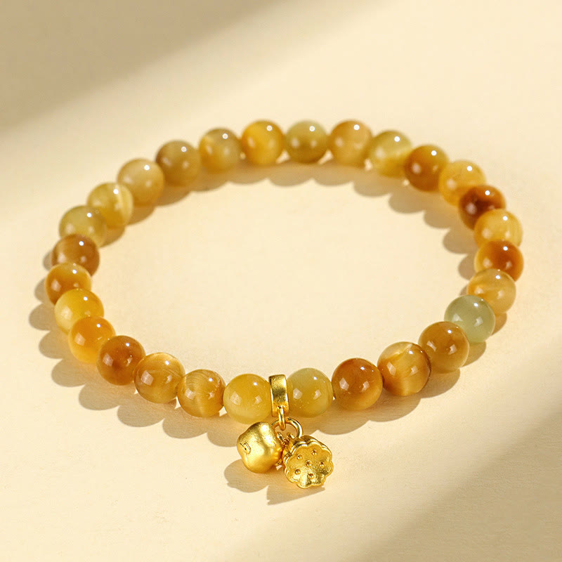 KarmaRipple's Tiger Eye Fu Character Bamboo Koi Fish Lotus Om Mani Padme Hum Protection Bracelet p21