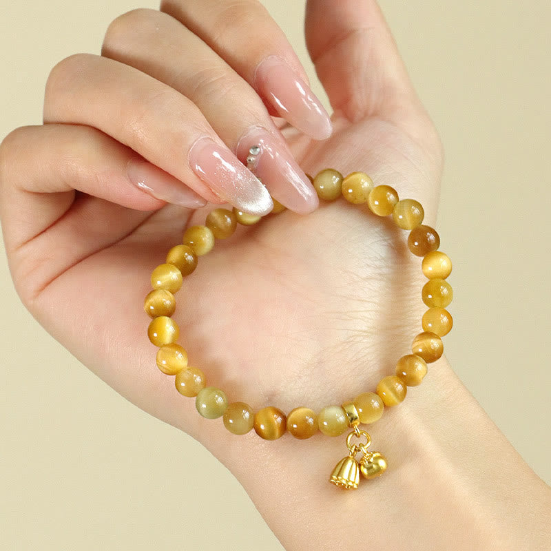 KarmaRipple's Tiger Eye Fu Character Bamboo Koi Fish Lotus Om Mani Padme Hum Protection Bracelet p12