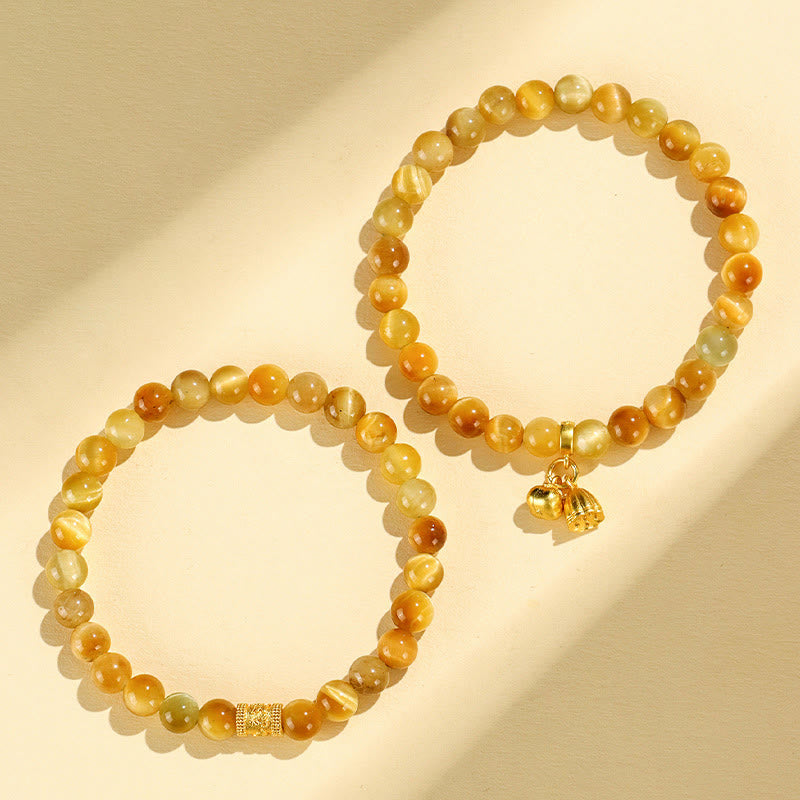 KarmaRipple's Tiger Eye Fu Character Bamboo Koi Fish Lotus Om Mani Padme Hum Protection Bracelet p13