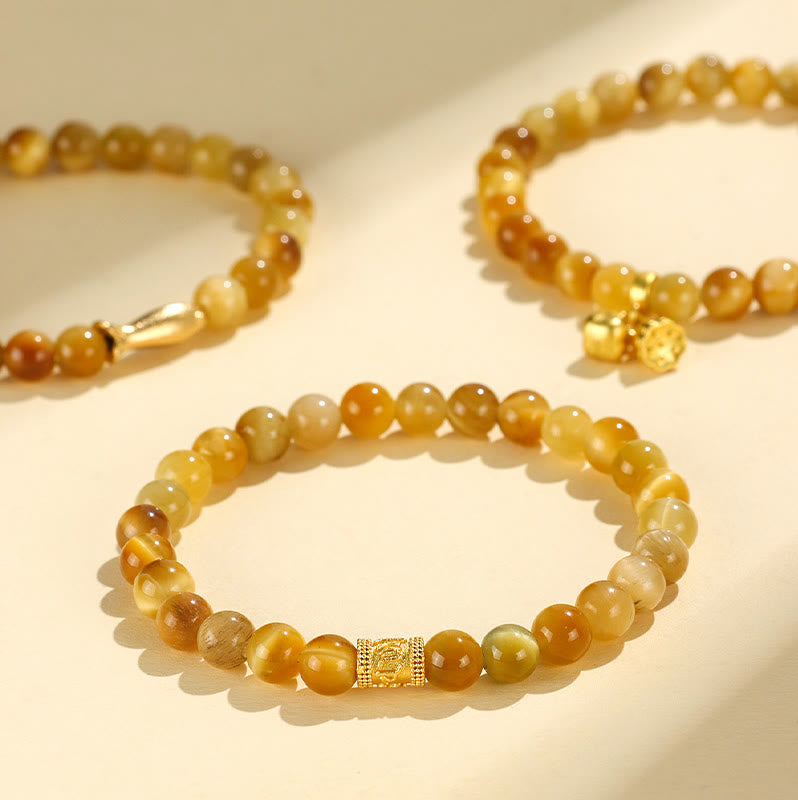 KarmaRipple's Tiger Eye Fu Character Bamboo Koi Fish Lotus Om Mani Padme Hum Protection Bracelet p17
