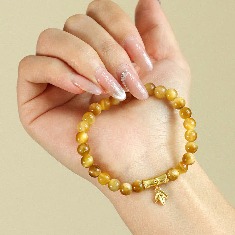 KarmaRipple's Tiger Eye Fu Character Bamboo Koi Fish Lotus Om Mani Padme Hum Protection Bracelet p7