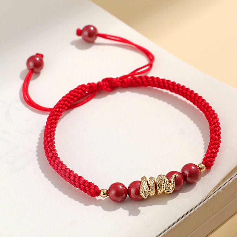 KarmaRipple's Cinnabar Handmade Year Of Snake String Protection Woven Bracelet p1