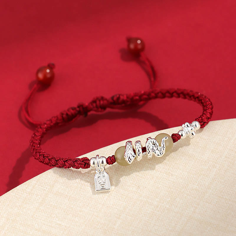KarmaRipple's Hetian Jade Year of the Snake String Protection Woven Bracelet p5