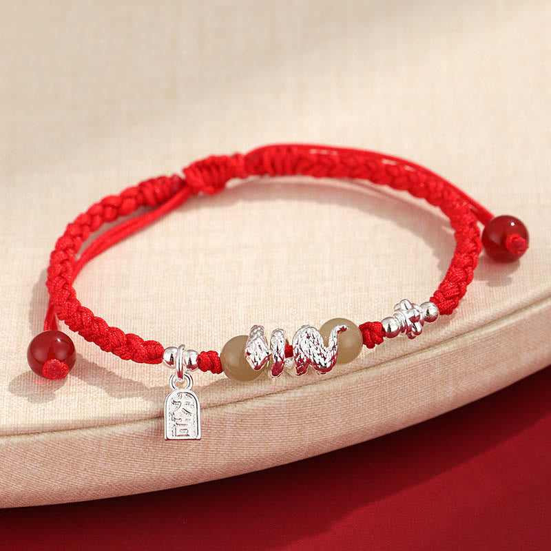 KarmaRipple's Hetian Jade Year of the Snake String Protection Woven Bracelet p2