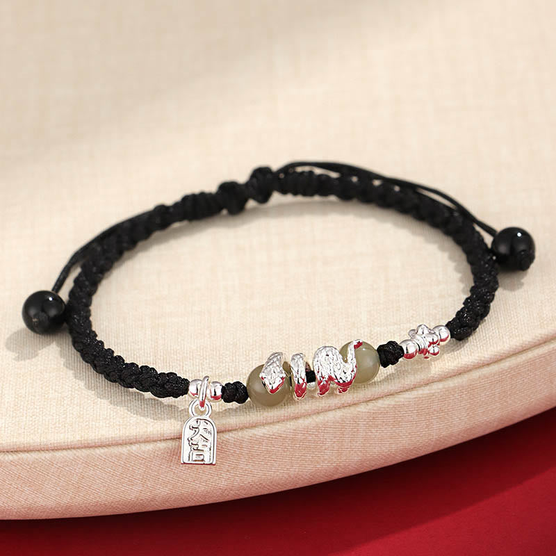 KarmaRipple's Hetian Jade Year of the Snake String Protection Woven Bracelet p3