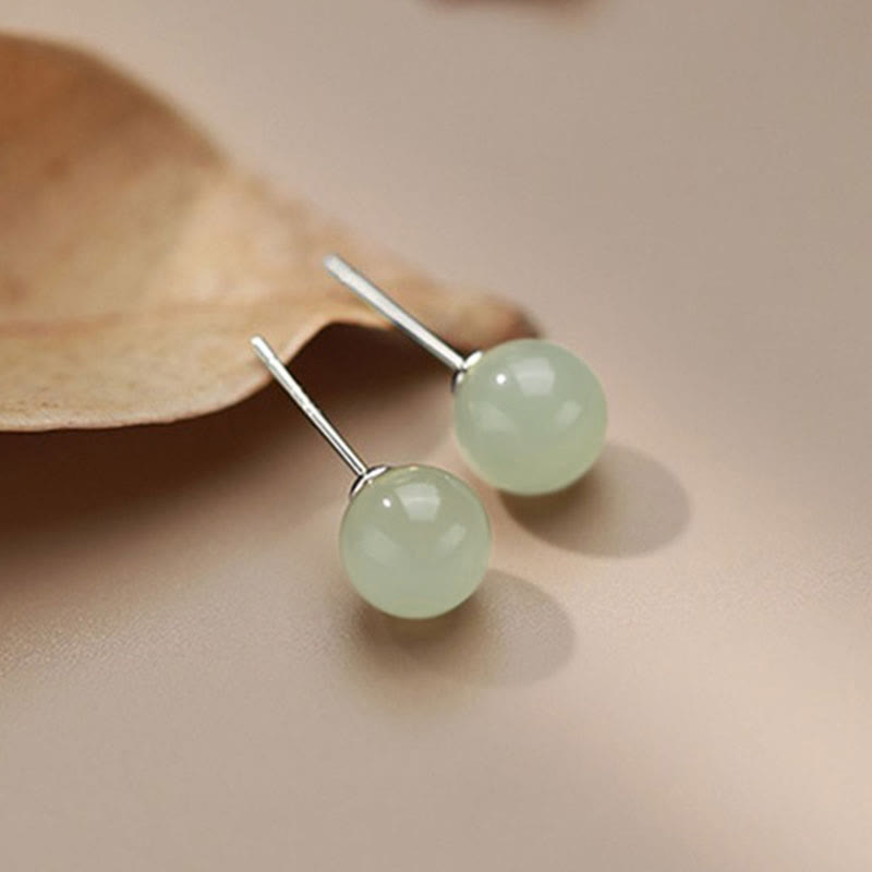 KarmaRipple's Round Jade Beaded Fortune Stud Earrings p4