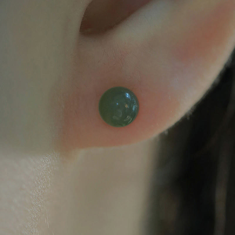 KarmaRipple's Round Jade Beaded Fortune Stud Earrings p18