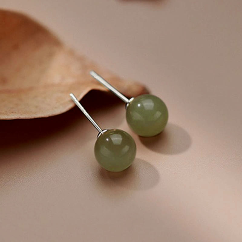 KarmaRipple's Round Jade Beaded Fortune Stud Earrings p12