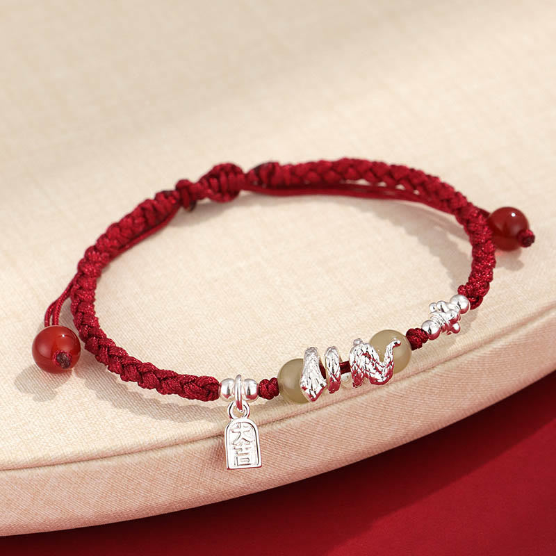 KarmaRipple's Hetian Jade Year of the Snake String Protection Woven Bracelet p1