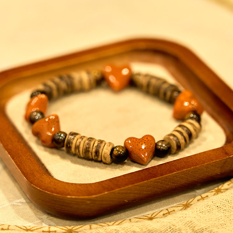 KarmaRipple's Authentic Dalmatian Jasper Stone Heart Shape Ceramics Bracelet p7
