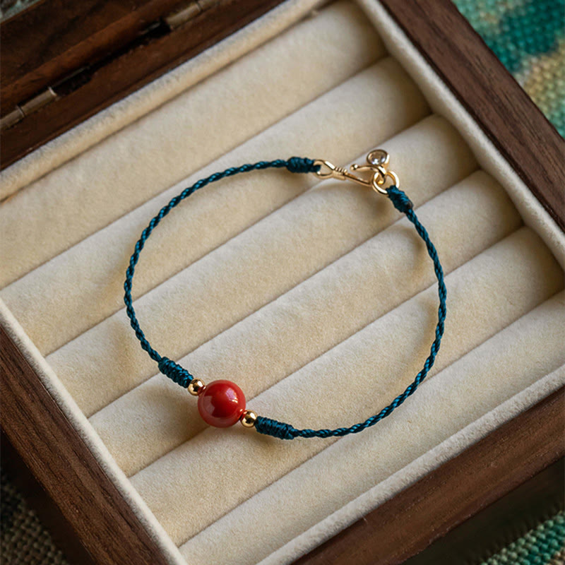 KarmaRipple's Handmade String Cinnabar Buckle Blessing Bracelet p1
