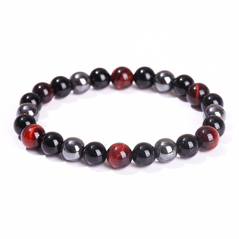 KarmaRipple's Authentic Tiger's Eye Obsidian Hematite Positive Powerful Bracelet p18