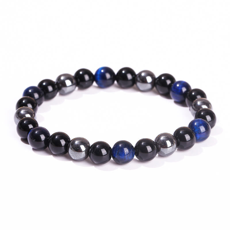 KarmaRipple's Authentic Tiger's Eye Obsidian Hematite Positive Powerful Bracelet p24