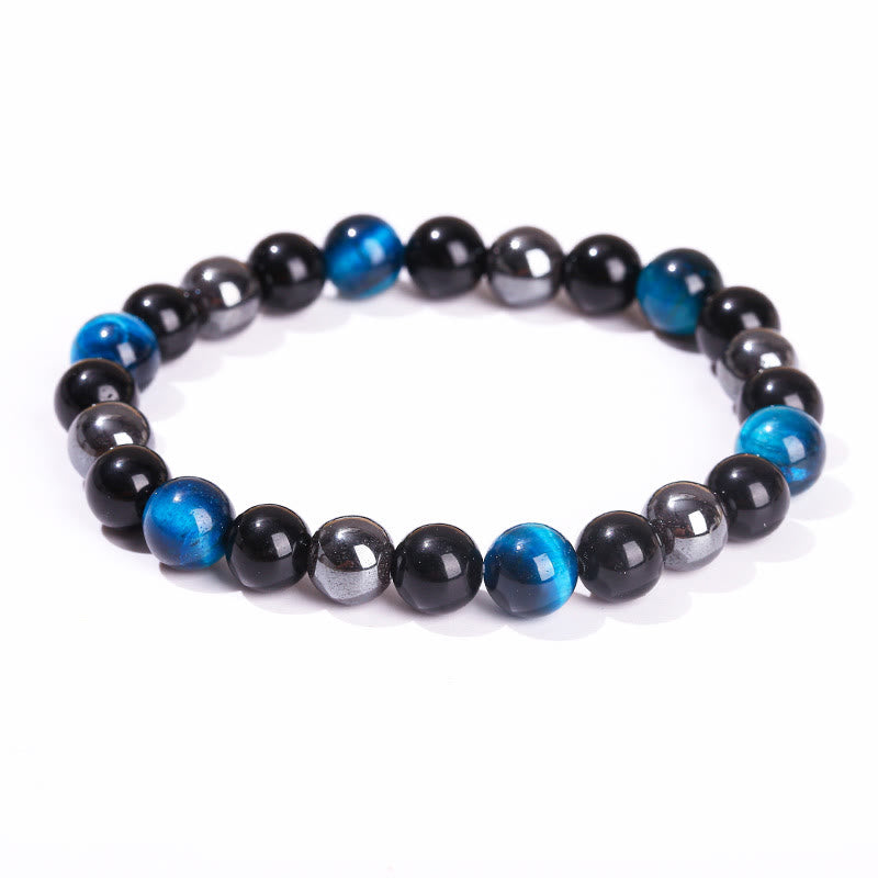 KarmaRipple's Authentic Tiger's Eye Obsidian Hematite Positive Powerful Bracelet p29
