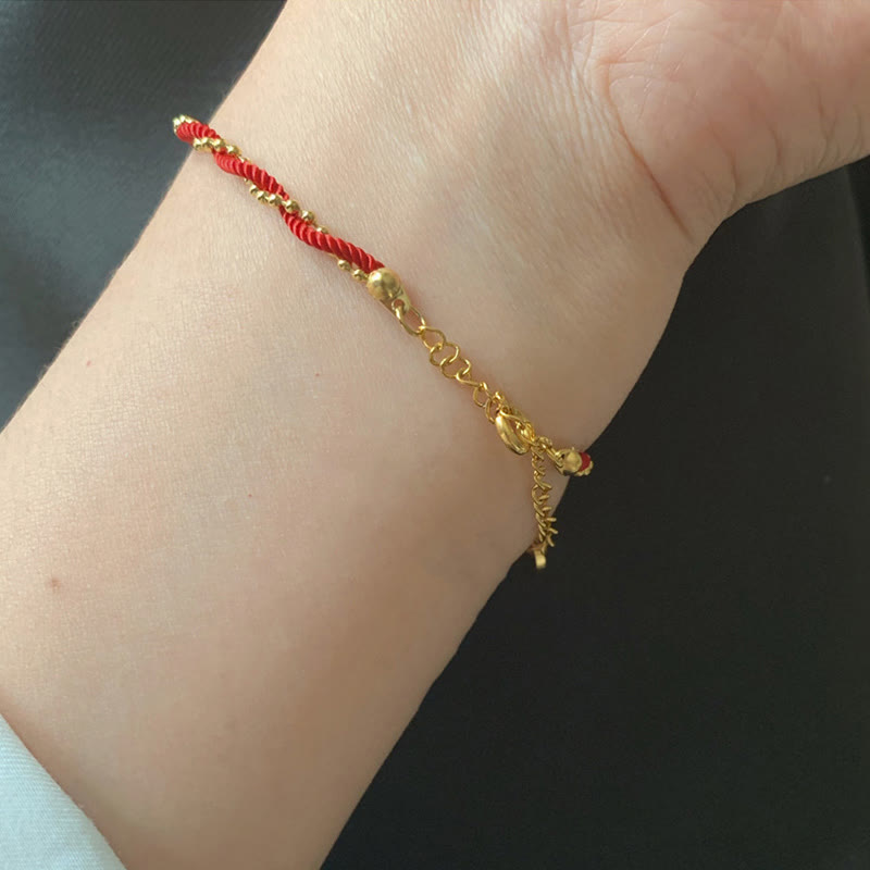 KarmaRipple's Red String Gold Plated Bronze Good Fortune Strength Bracelet p12