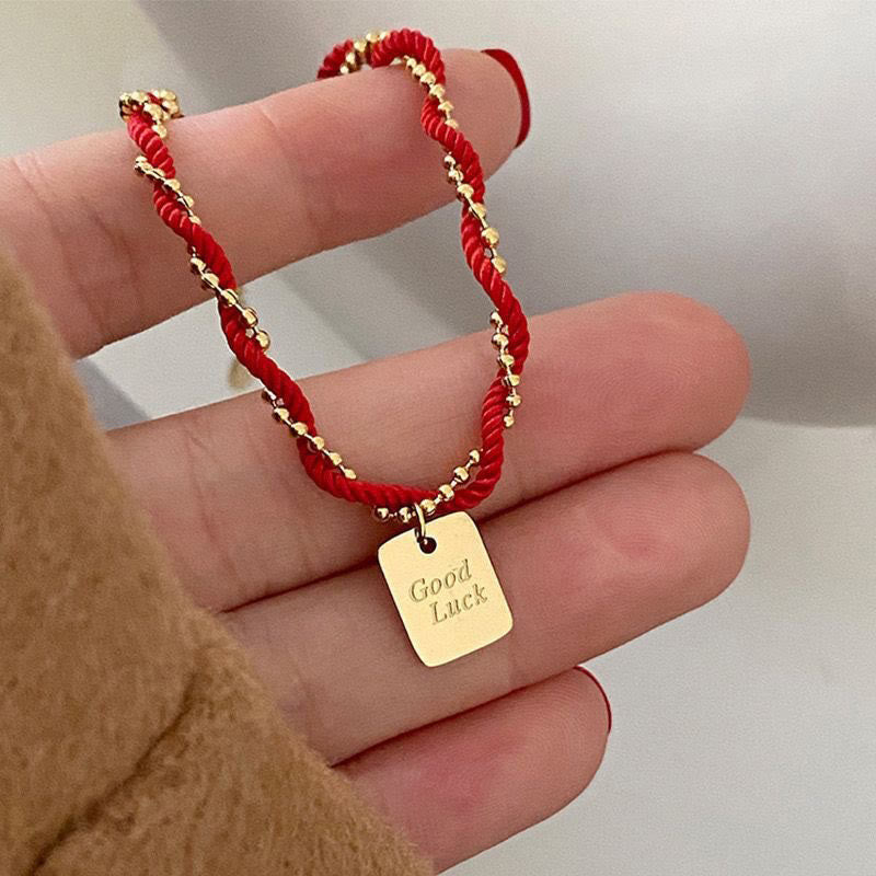 KarmaRipple's Red String Gold Plated Bronze Good Fortune Strength Bracelet p11
