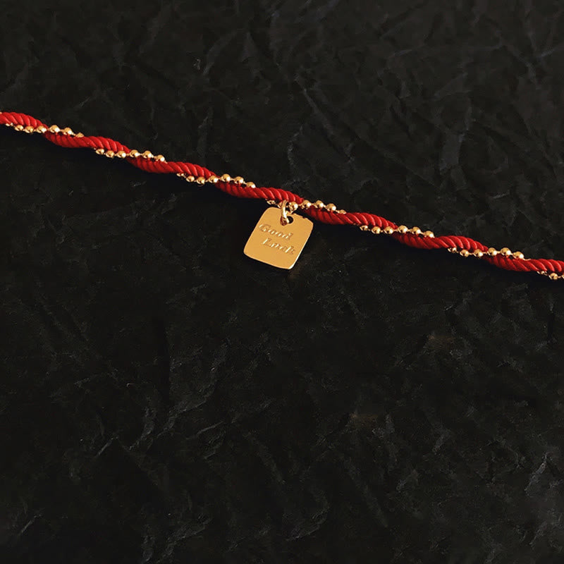 KarmaRipple's Red String Gold Plated Bronze Good Fortune Strength Bracelet p3
