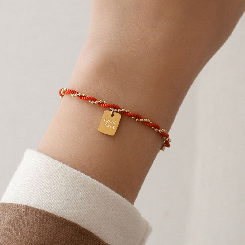 KarmaRipple's Red String Gold Plated Bronze Good Fortune Strength Bracelet p15