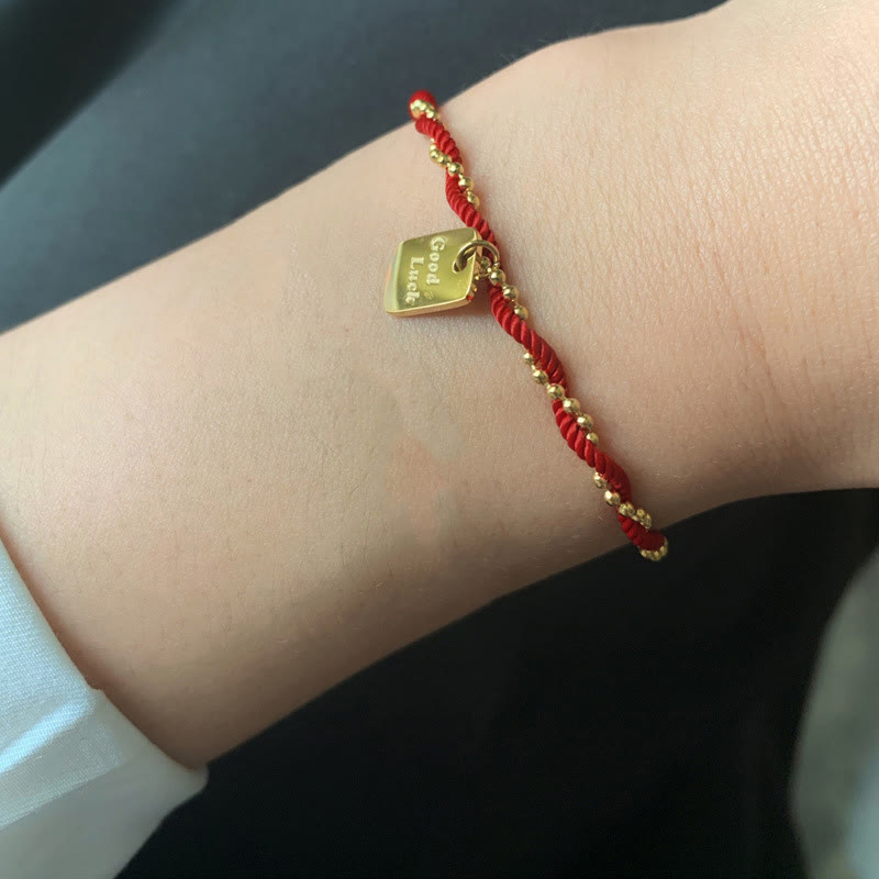 KarmaRipple's Red String Gold Plated Bronze Good Fortune Strength Bracelet p13