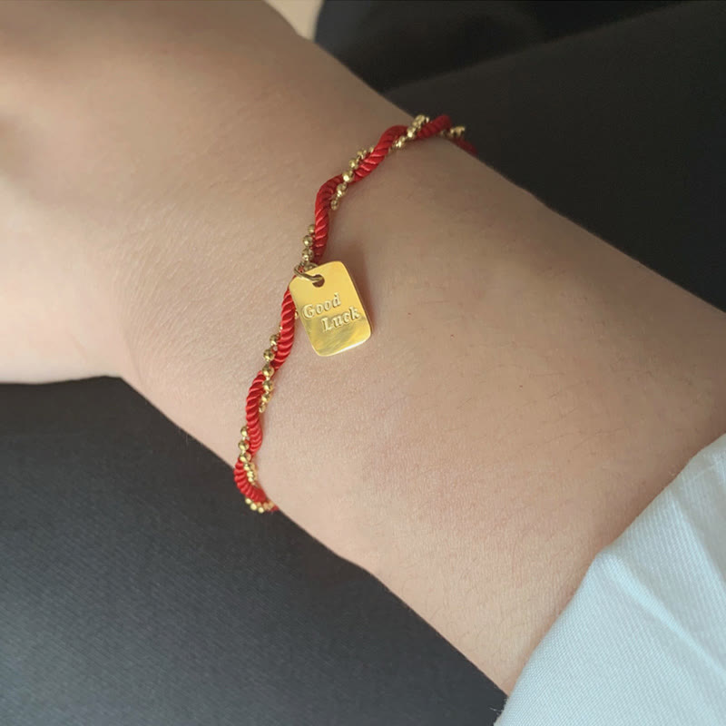 KarmaRipple's Red String Gold Plated Bronze Good Fortune Strength Bracelet p17