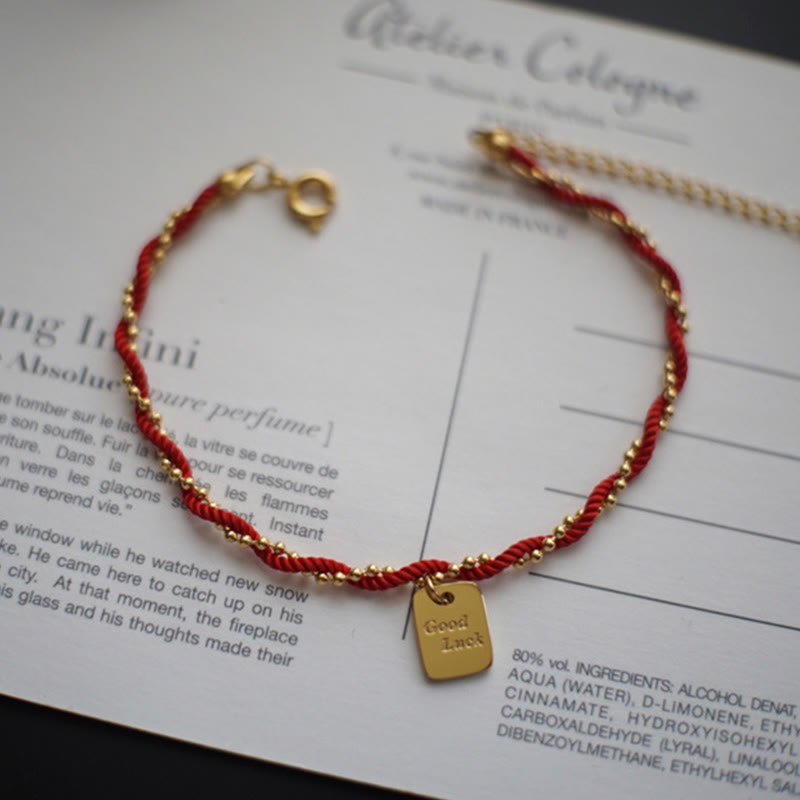 KarmaRipple's Red String Gold Plated Bronze Good Fortune Strength Bracelet p8