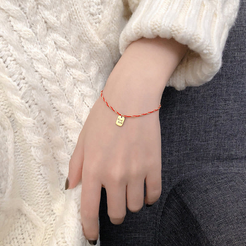 KarmaRipple's Red String Gold Plated Bronze Good Fortune Strength Bracelet p20