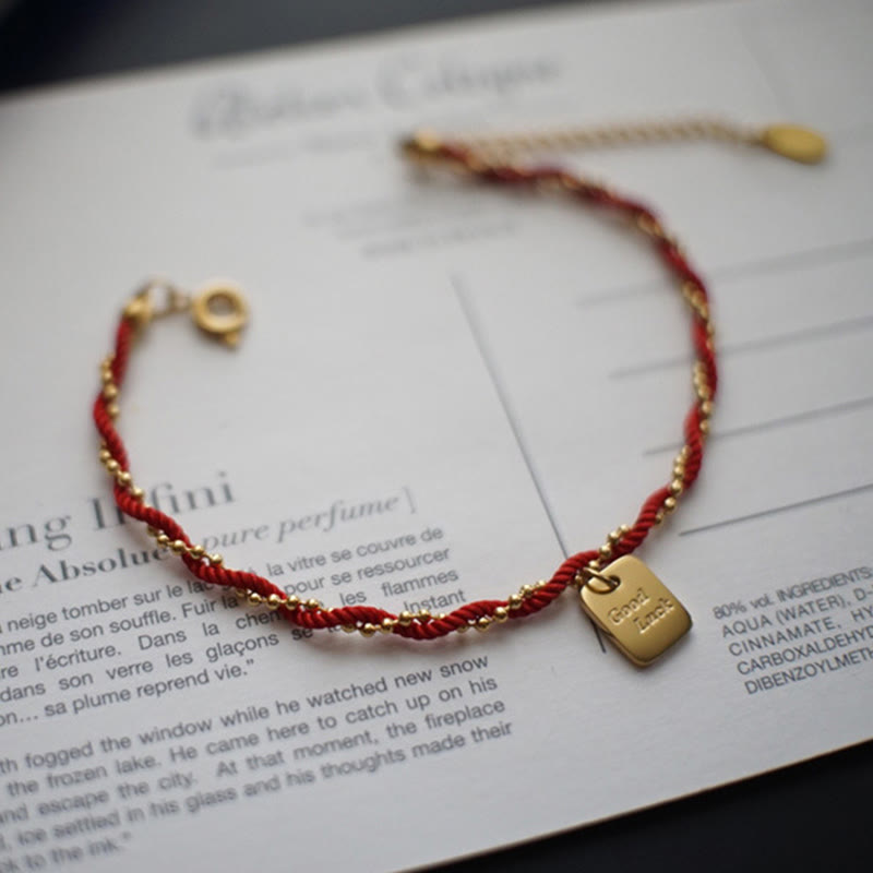 KarmaRipple's Red String Gold Plated Bronze Good Fortune Strength Bracelet p5