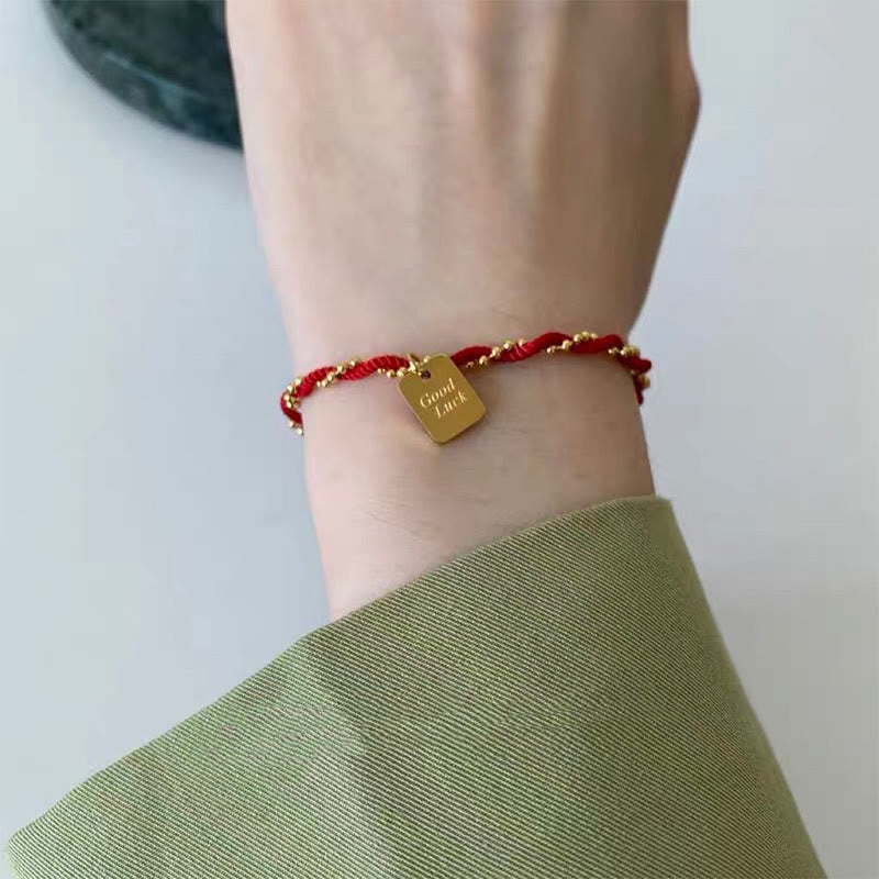 KarmaRipple's Red String Gold Plated Bronze Good Fortune Strength Bracelet p18
