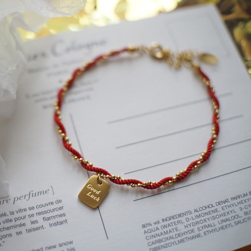 KarmaRipple's Red String Gold Plated Bronze Good Fortune Strength Bracelet p9